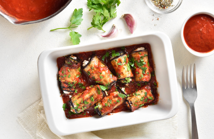 Roulés d'aubergines.